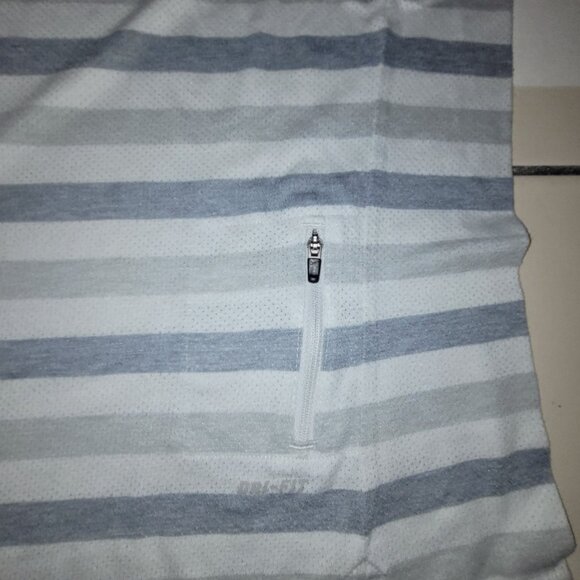 Nike Dri-fit Men's T-Shirt Jersey w/ zippered pocket Size Small Striped Running - Picture 5 of 6